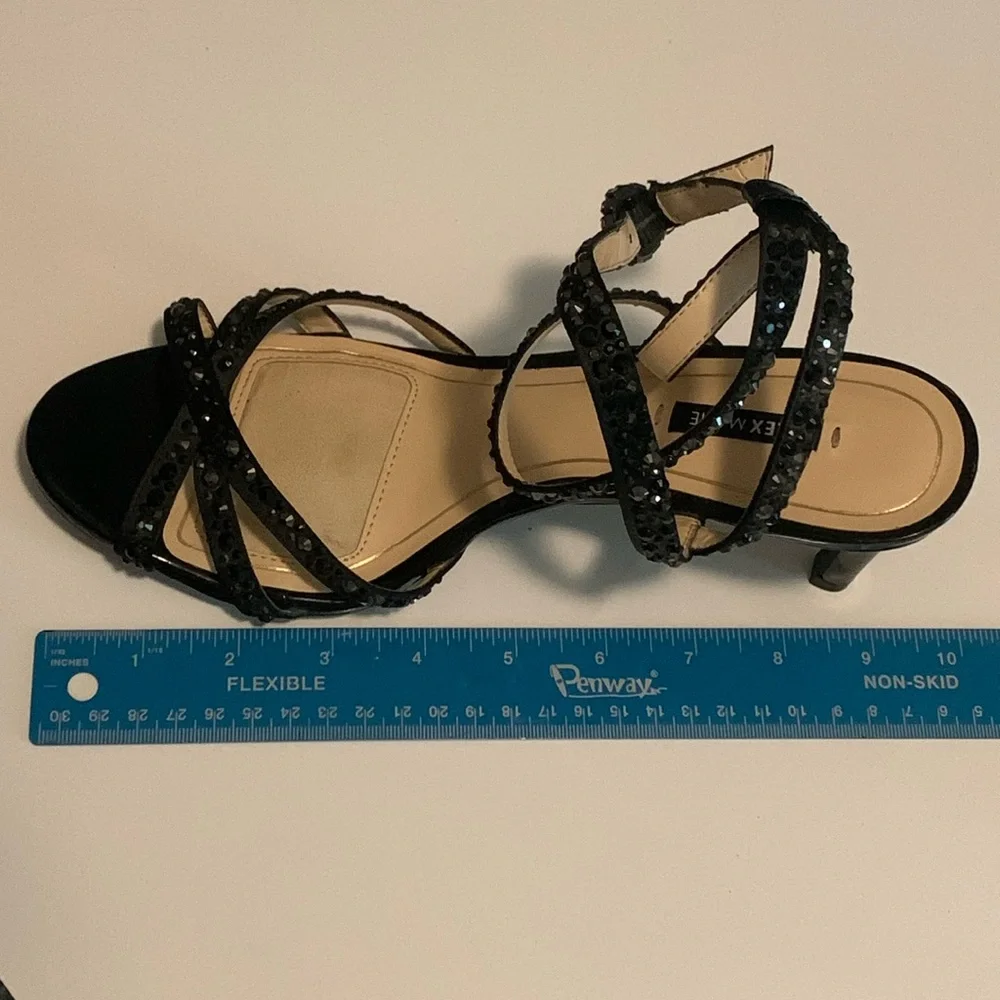 Alex Marie for Dillards - Women’s Black Beaded Ankle Strap 3” High Heels. 9M